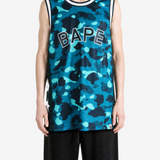 A BATHING APE - Men Color Camo Mesh Multi Logo Relaxed Fit Tank Top