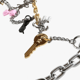 Close up of the grey strap, showing texture of the iron fabric