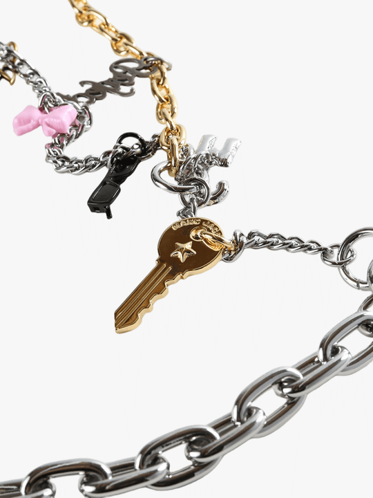 Close up of the grey strap, showing texture of the iron fabric