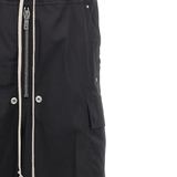 Close up of black pants,showing texture of the cotton fabric