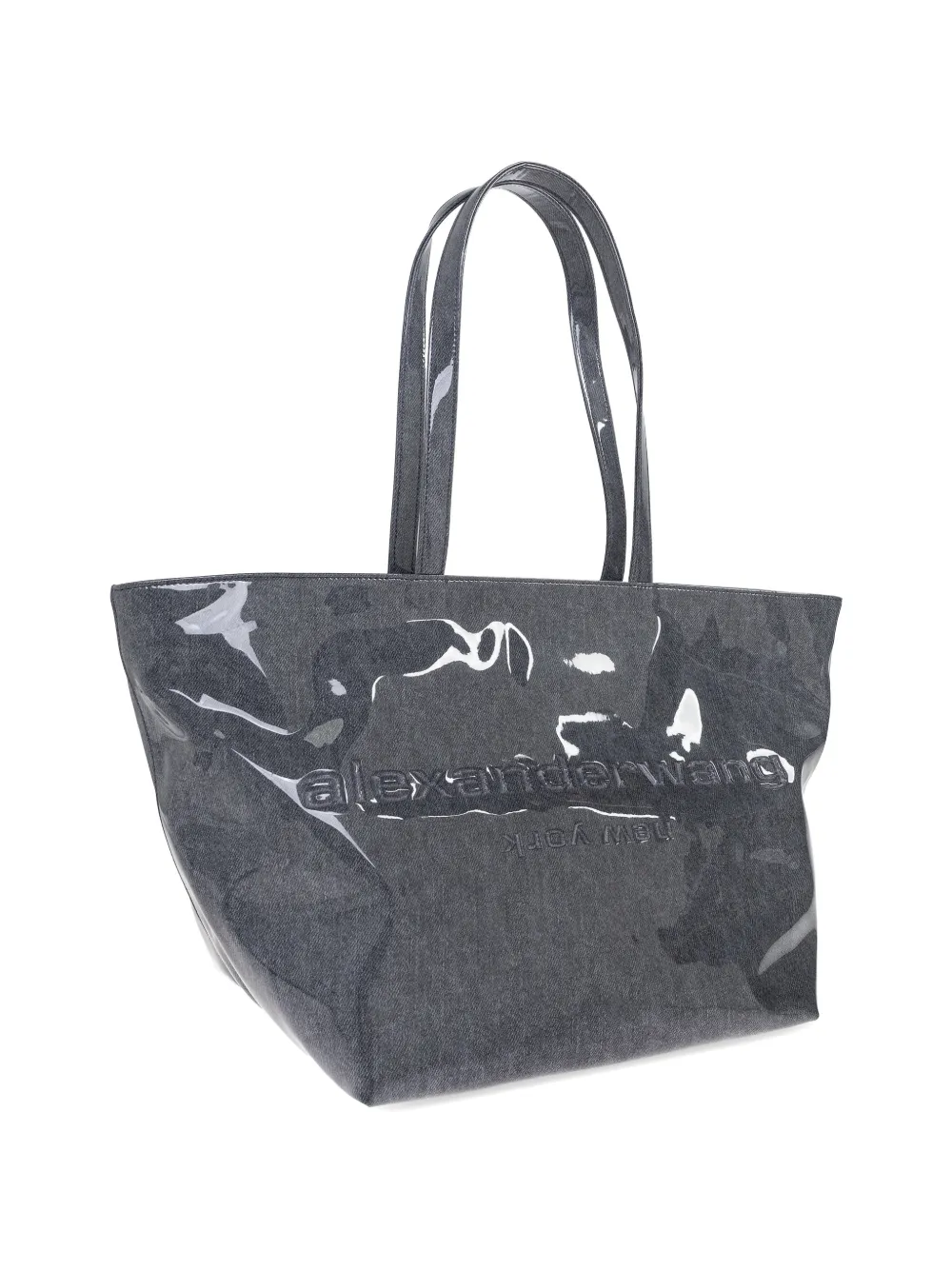 Gray tote bag,side view
