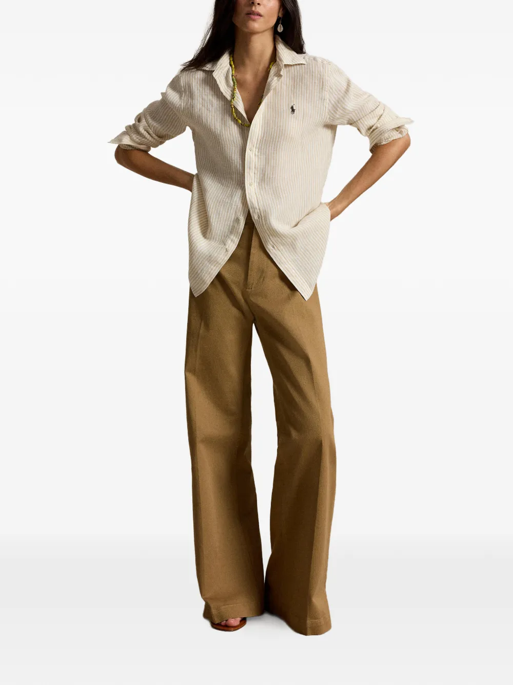 Tan knitwear, full body view