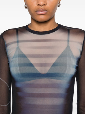 JEAN PAUL GAULTIER - Women Printed "Le Mâle" Mesh Top