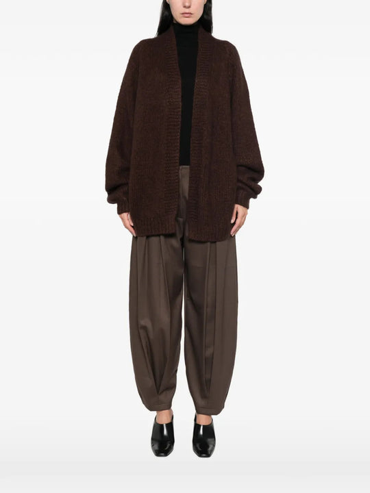 Brown knitwear, full body view