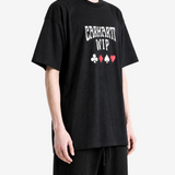 Black t-shirt, full body view