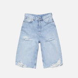 Blue shorts, front view