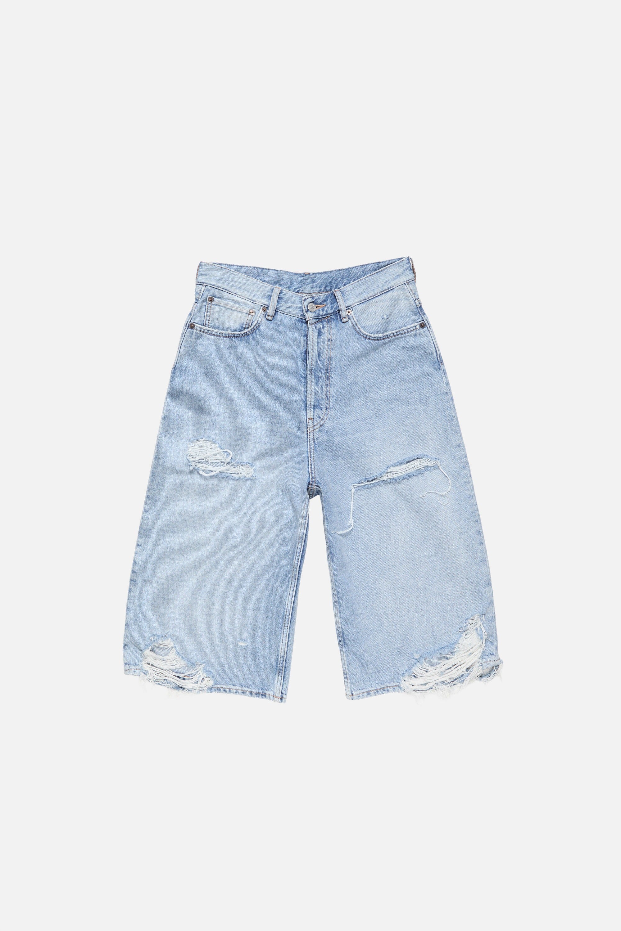 Blue shorts, front view