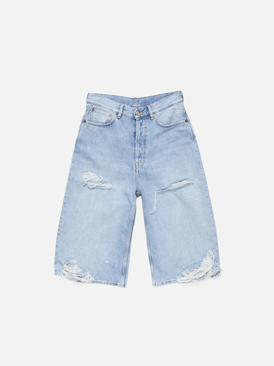 Blue shorts, front view