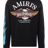 black t-shirt, back view