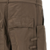 Close up of brown pants,showing texture of the cotton fabric