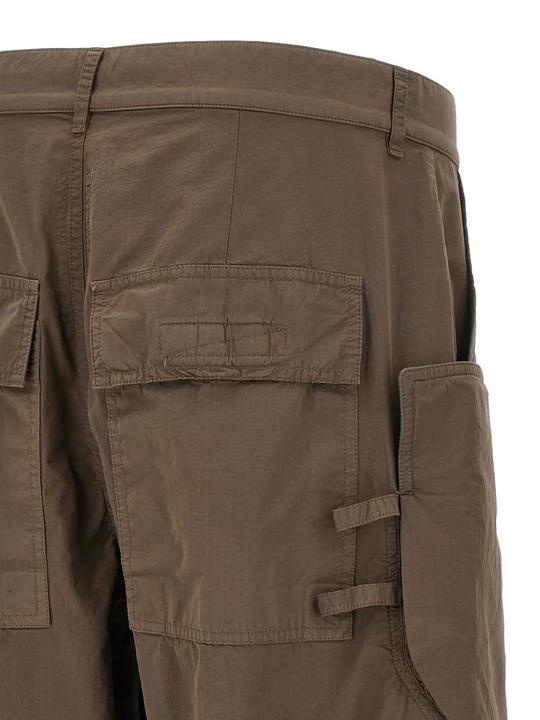 Close up of brown pants,showing texture of the cotton fabric