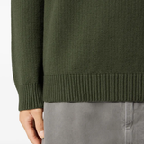 Close up of green sweat,showing texture of the cotton fabric.