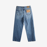 Blue jeans, back view showing relaxed fit