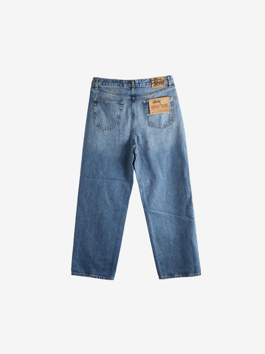 Blue jeans, back view showing relaxed fit