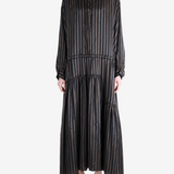 Navy dress, full body view