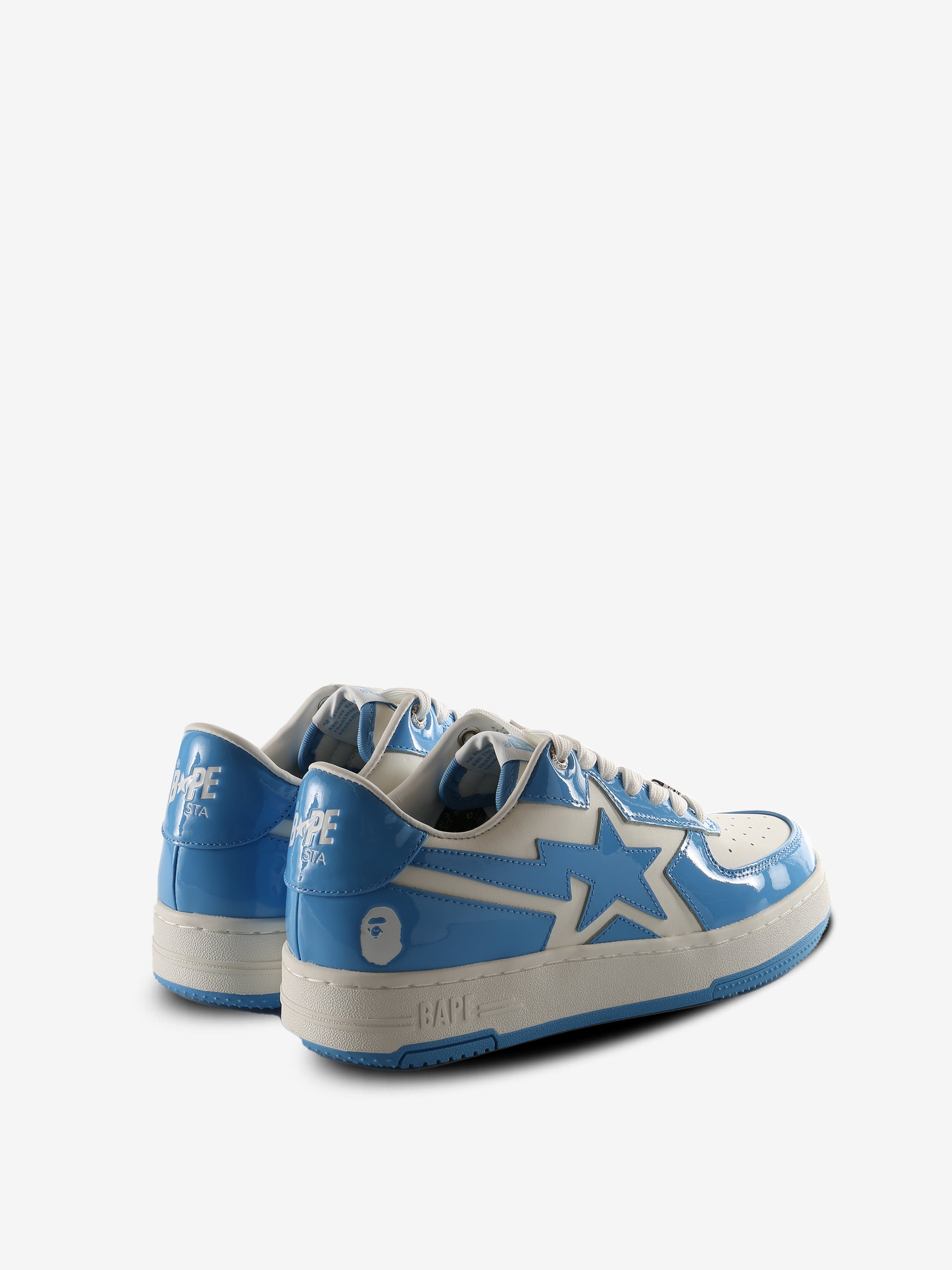 Blue sneakers, back view