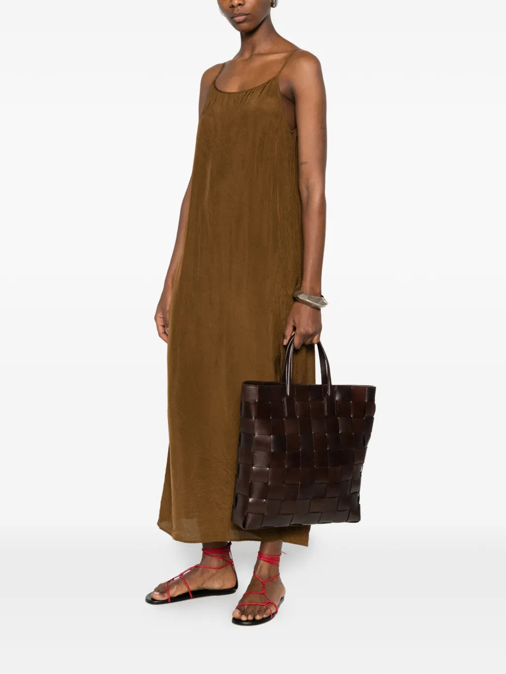 Brown dress, full body view
