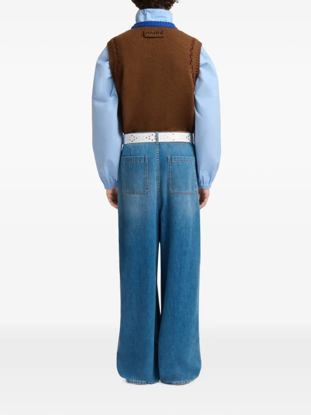 Blue pants, full body view