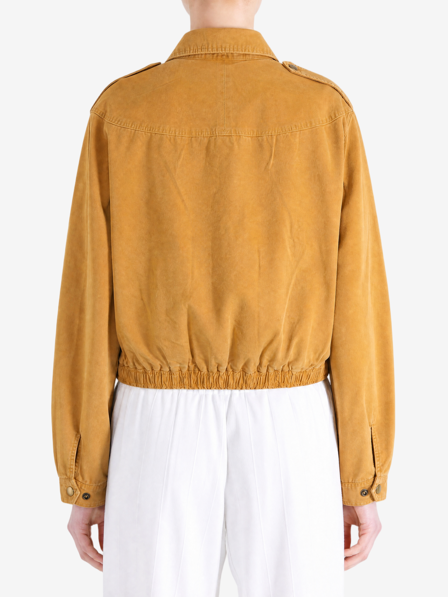 Tan jacket, full body view