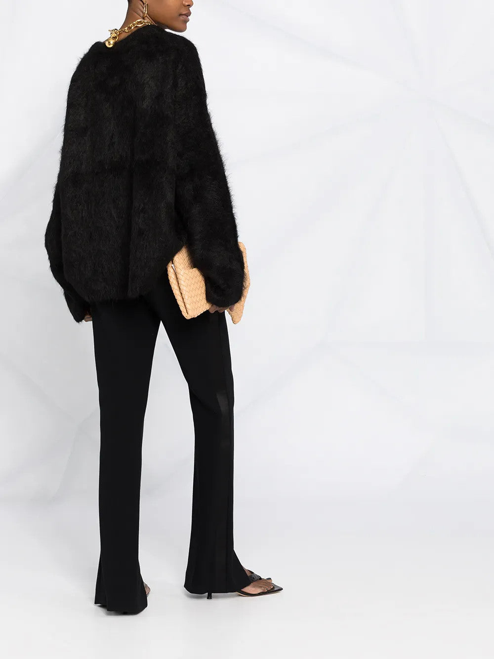 Black knitwear, full body view