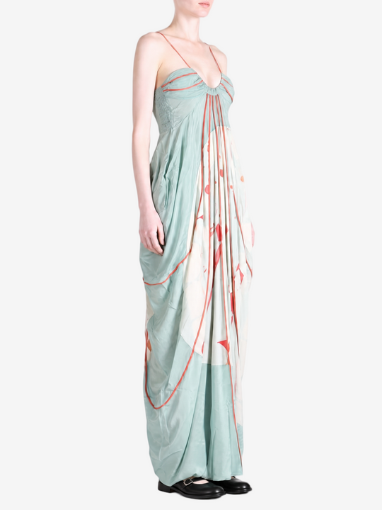 Green dress, full body view