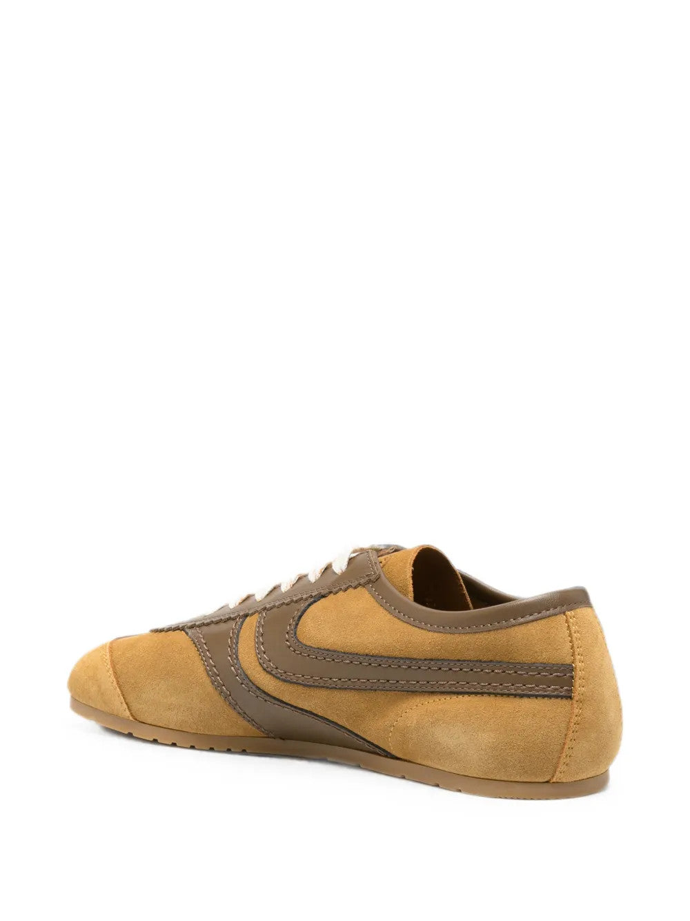 Tan shoes, side view