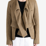 Tan jacket, full body view