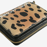 Close up of black wallet, showing texture of the Split Cow Leather fabric