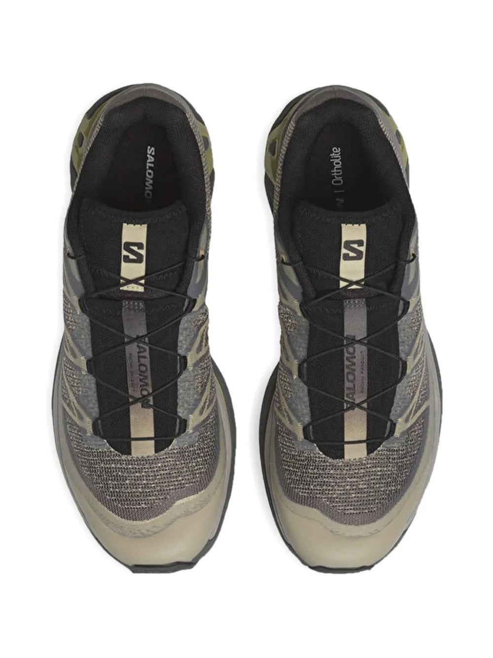 Grey sneakers, top view