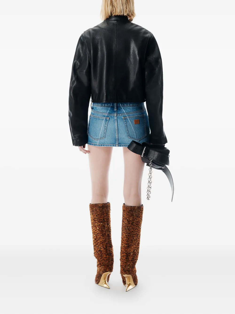 Blue shorts, full body view