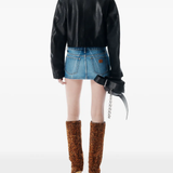 Blue shorts, full body view