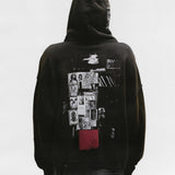 Black hoodie worn by a person, showing the hoodie