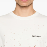 White t-shirt worn by a person, showing the t-shirt fit