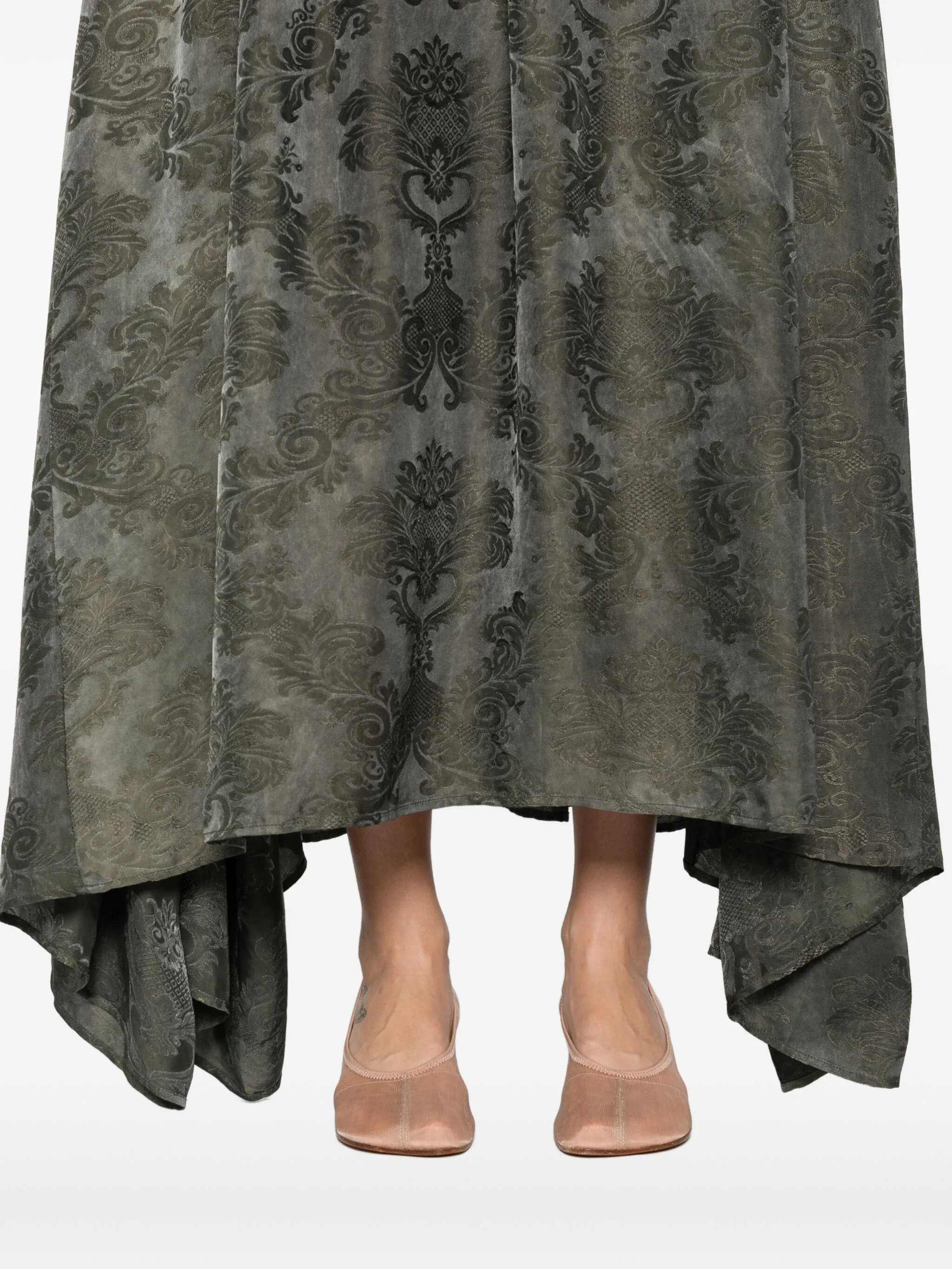 Green dress ,showing texture of the fabric