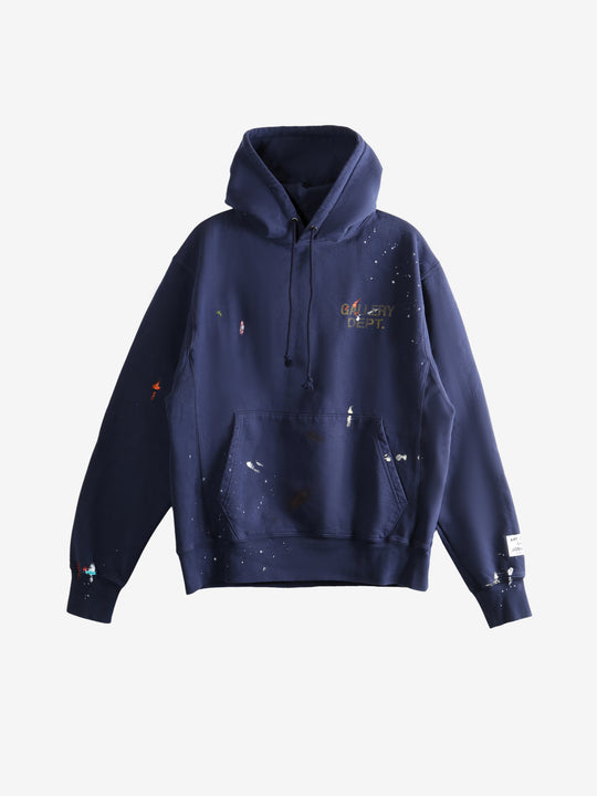 Navy hoodie, front view