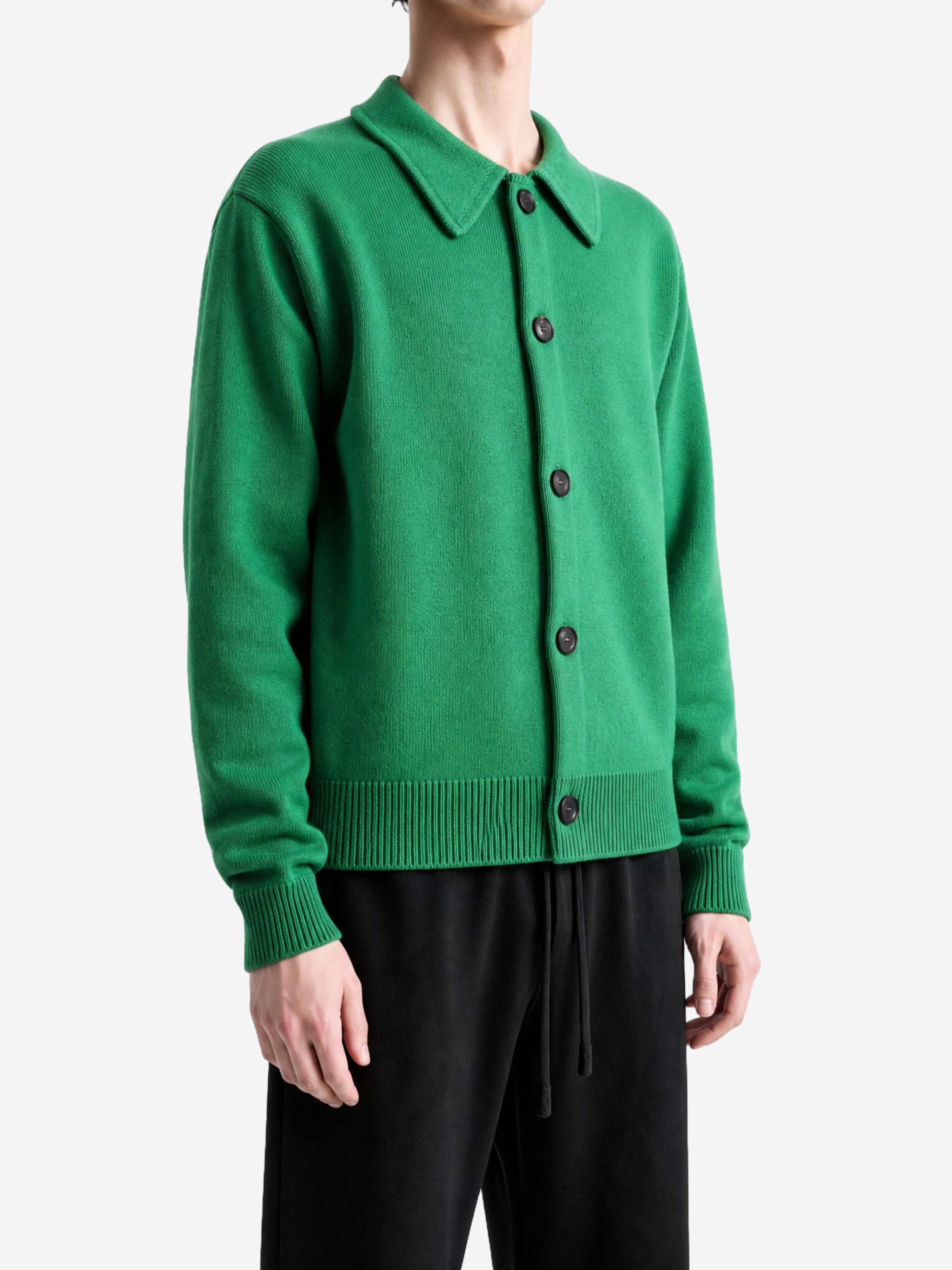 Green knitwear, full body view