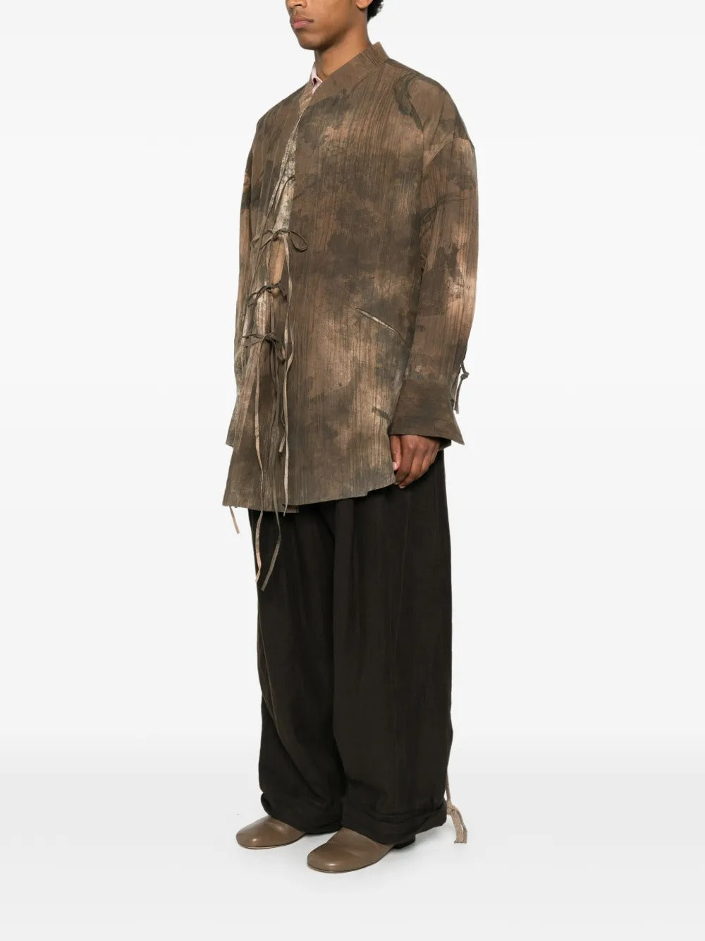 Brown shirt, full body view