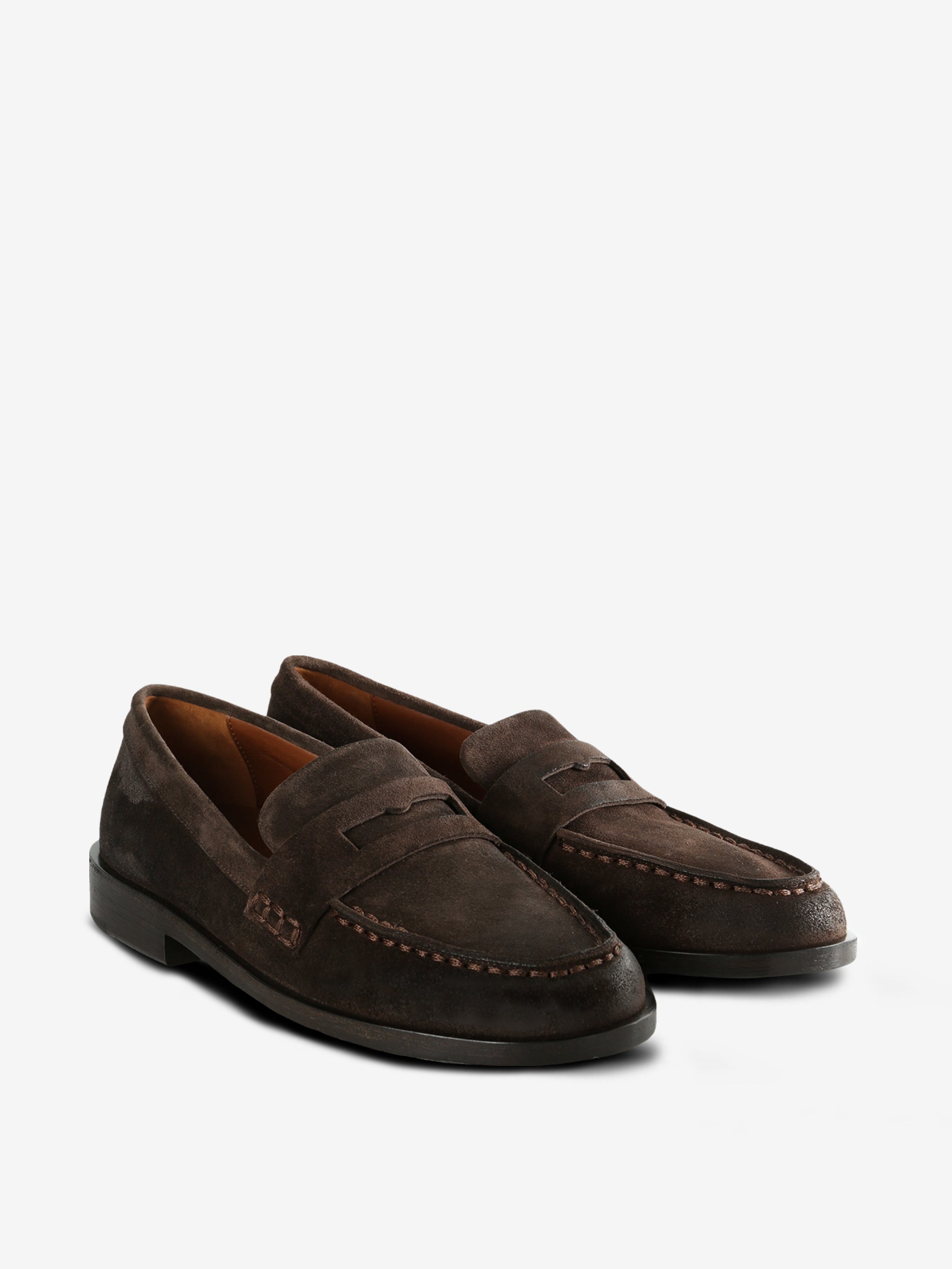 Brown loafers,side view