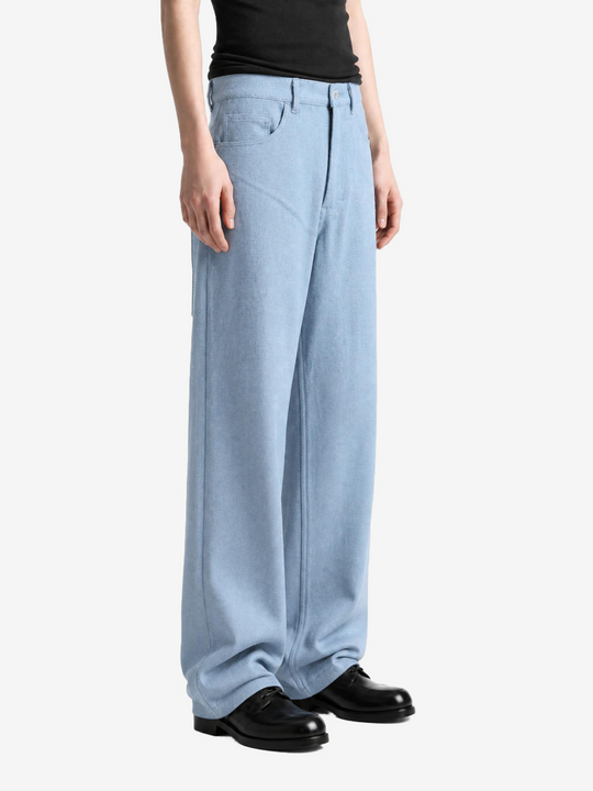 Blue pants, full body view