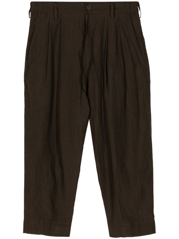 ZIGGY CHEN Men Leated Drop-Crotched Trousers
