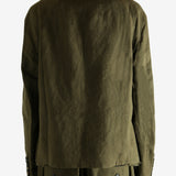 Green blazer worn by a person, showing the blazer's fit