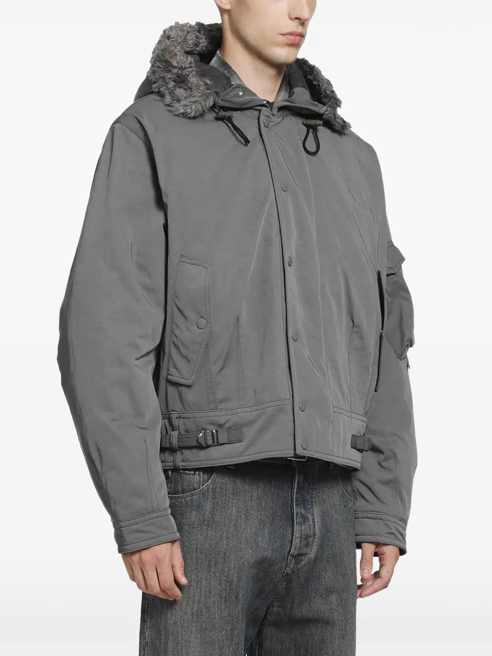 Grey jacket, full body view