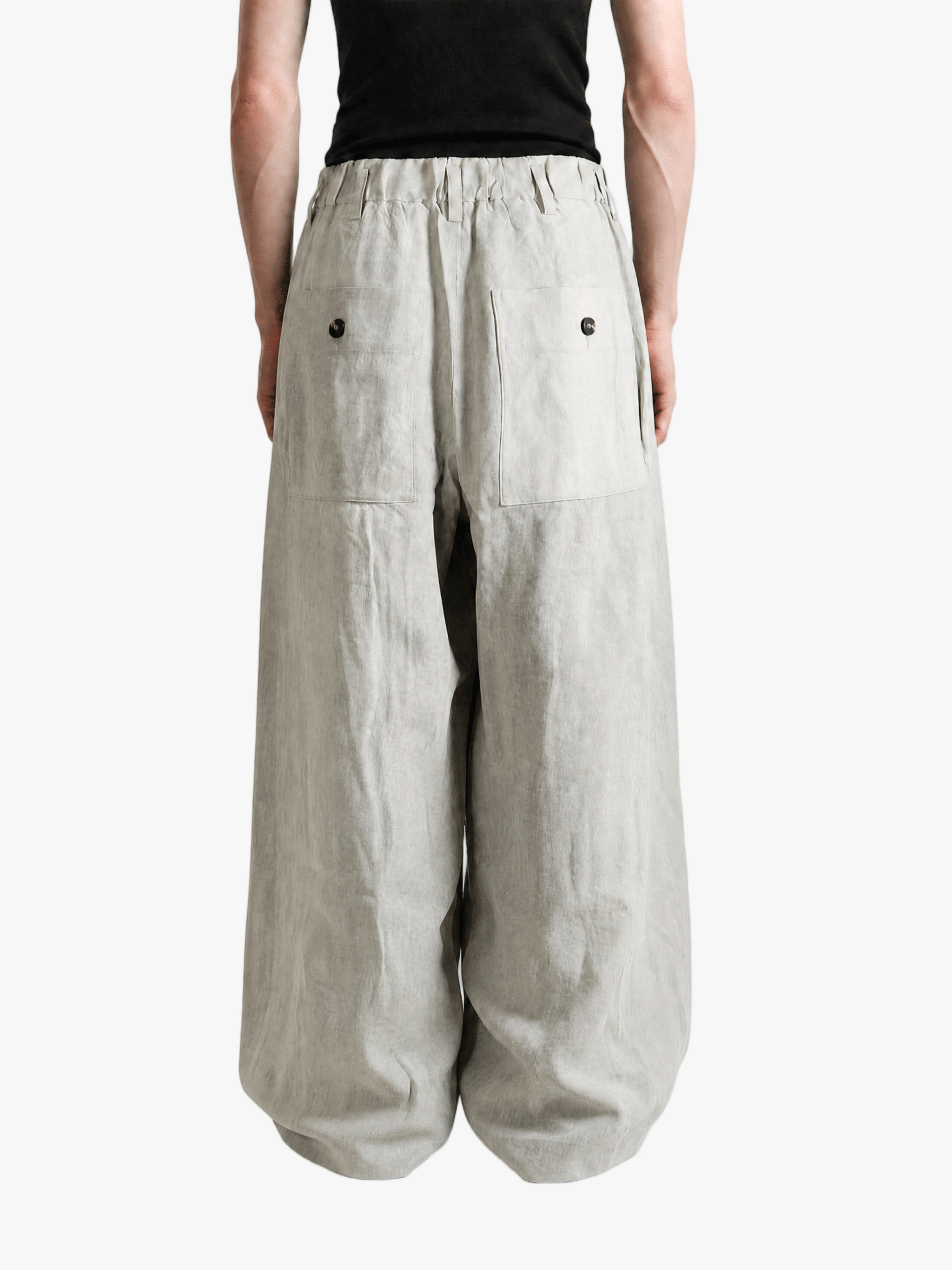 Grey pants, full body view