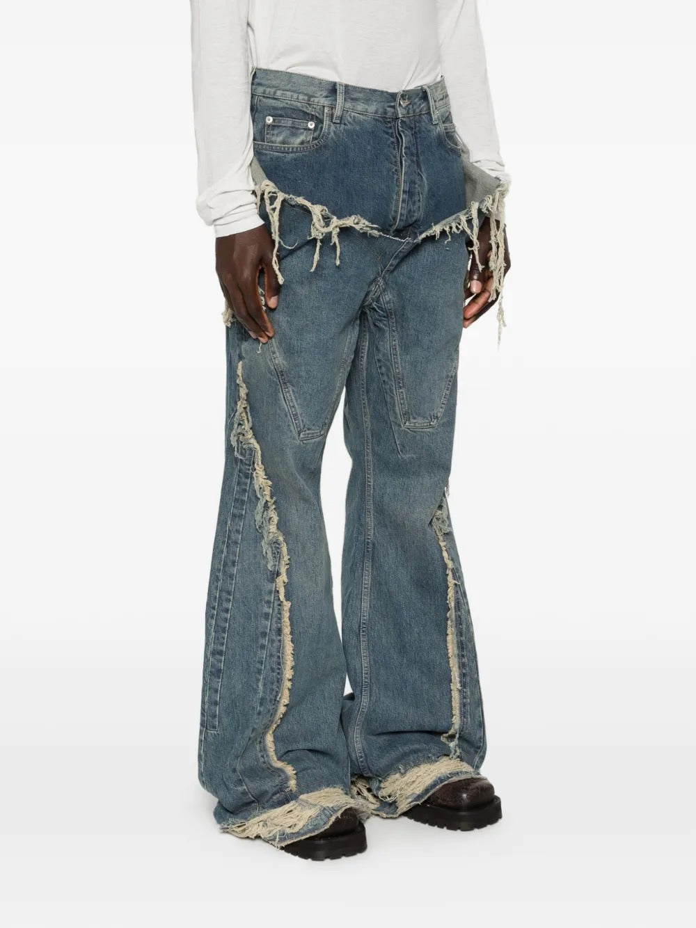 Blue pants worn by a person, showing the pants fit