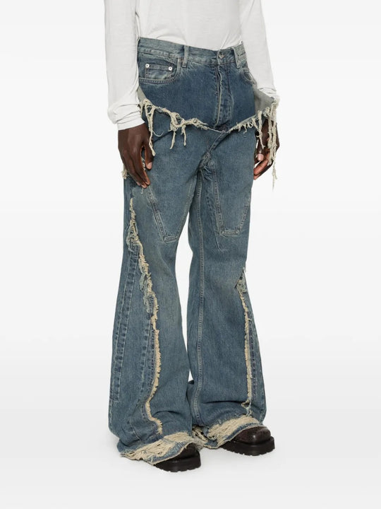 Blue pants worn by a person, showing the pants fit