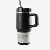 Black tumbler, front view