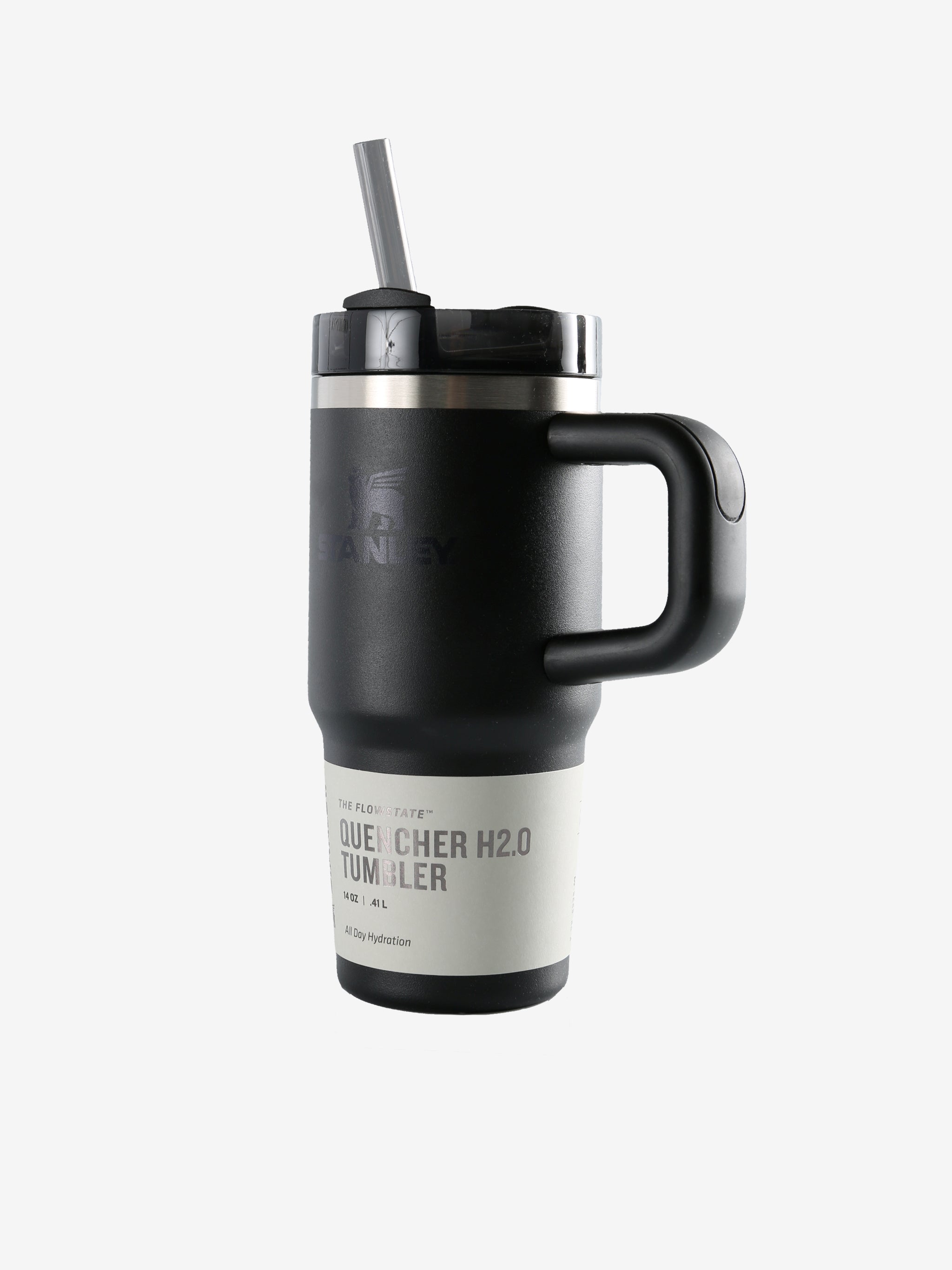 Black tumbler, front view