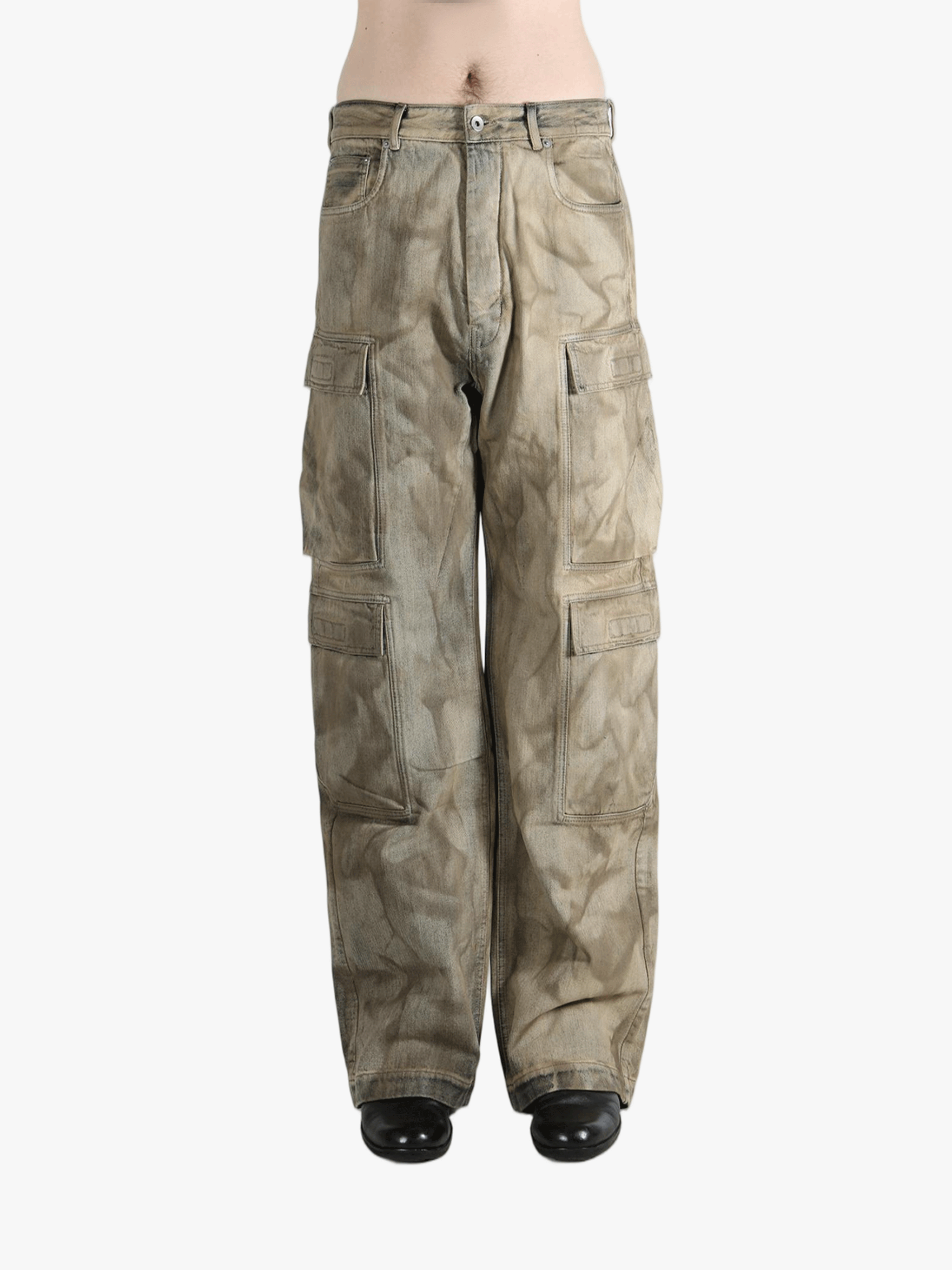 Tan jean worn by a person, showing the fit