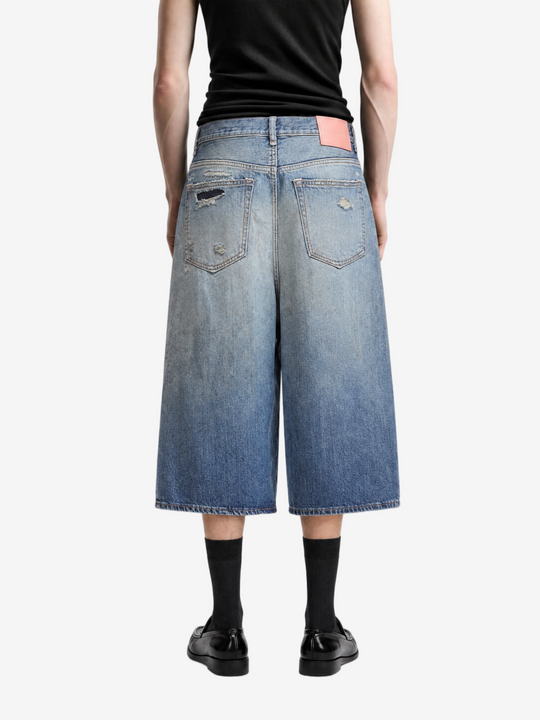 Blue shorts, full body view