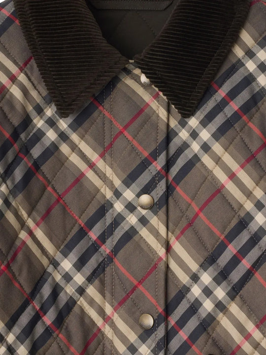 Close up of brown jacket, showing the texture of cotton fabric